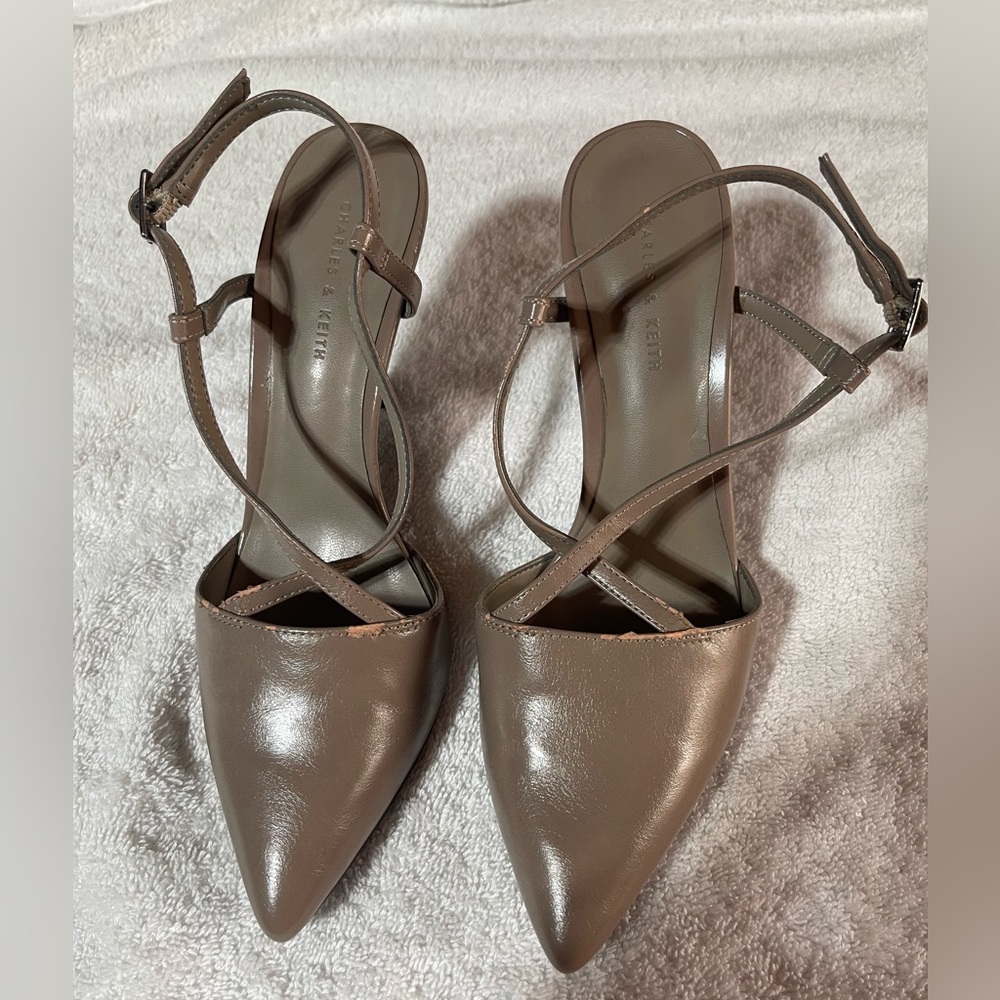 Charles & Keith Taupe Strappy Heels